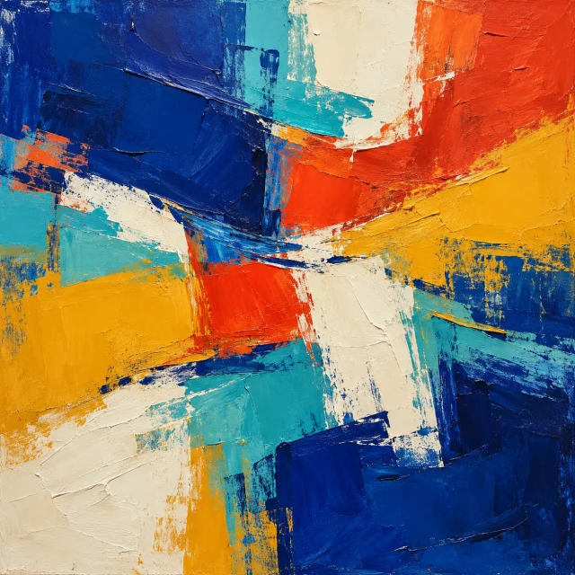 Generated acrylic painting example of bold colourful abstract brushwork