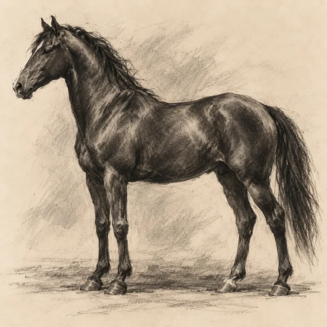 Generated charcoal example of a horse in profile